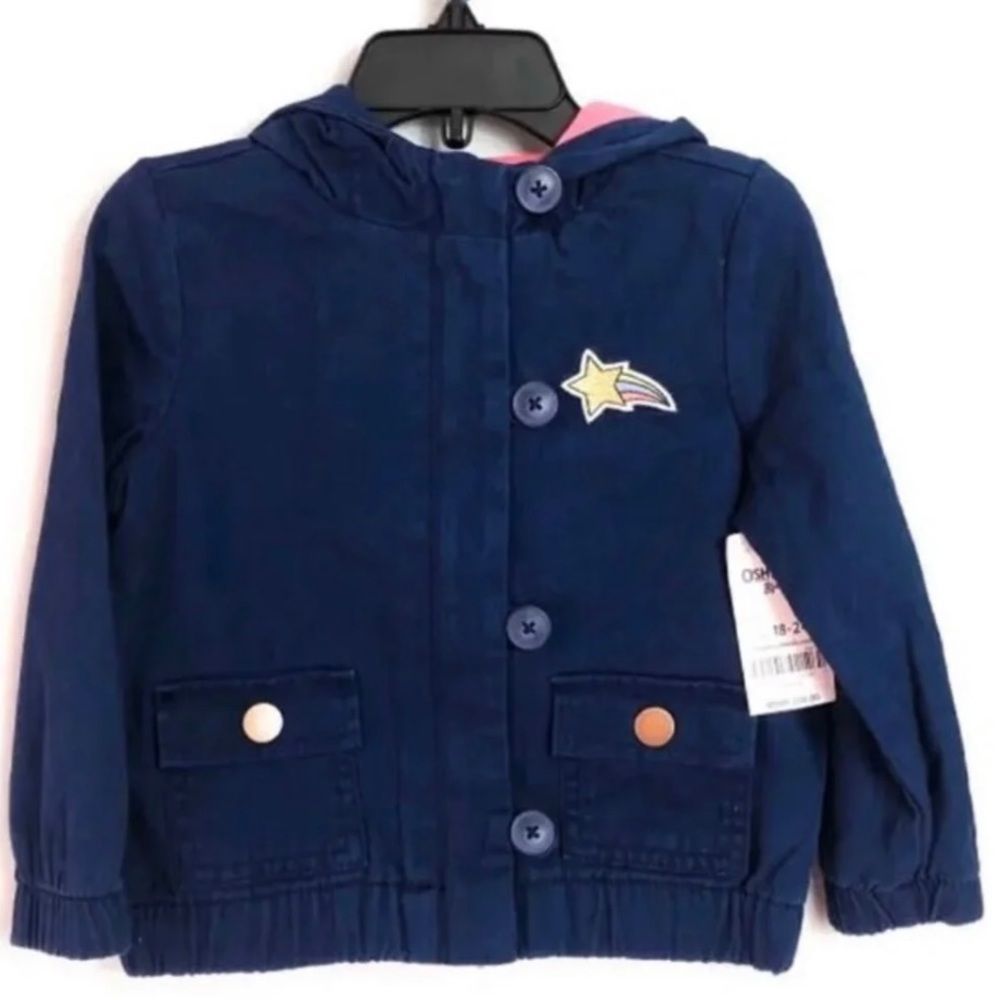 Oshkosh Navy Blue & Punk shooting star jacket 18-24 month NWT